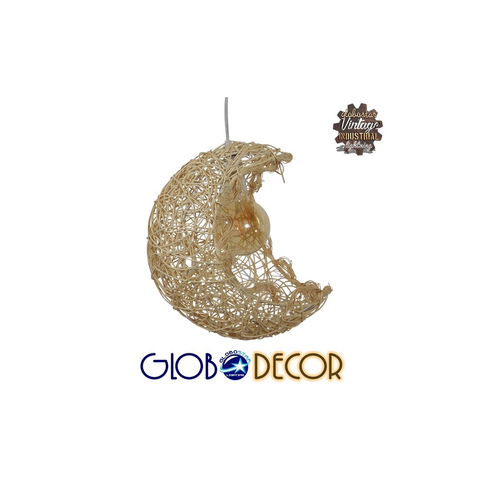 GLOBOSTAR® CRESCENT 01222 Vintage Κρεμαστό Φωτιστικό Οροφής με Ντουί 1 x E27 AC 220-240V IP20 - Μπεζ - Μ30 x Π20 x Υ35cm